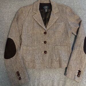 Polo Ralph Lauren Brown Herringbone Blazer with Elbow Patches, Excellent Cond!